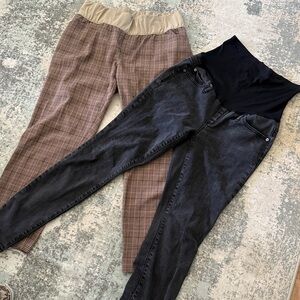 GAP Maternity Pants Bundle: plaid slim pants and Black Skinny Jeans